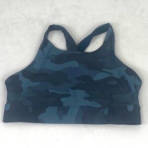 Fabletics Navy Camo Sports Bra Workout‎ Yoga Running Women's